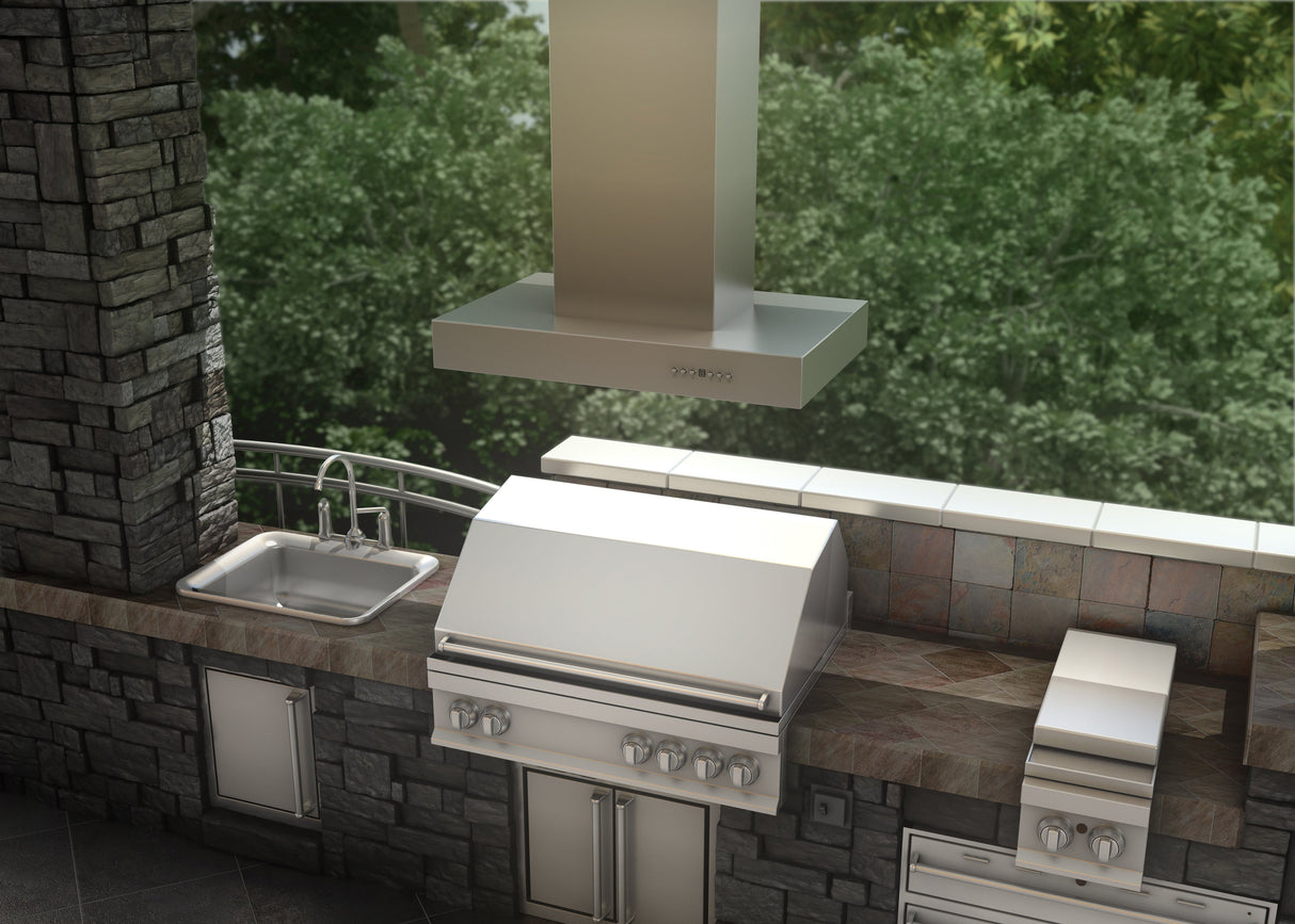 ZLINE 48" Ducted Outdoor Island Mount Range Hood in Stainless Steel (KECOMi-304-48)