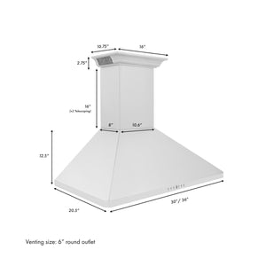 ZLINE 30" CrownSound Ducted Vent Wall Mount Range Hood in Stainless Steel with Built-in Bluetooth Speakers (KF1CRN-BT-30)