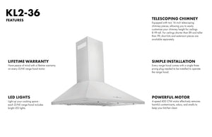 ZLINE 48" Convertible Vent Convertible Vent Wall Mount Range Hood in Stainless Steel (KL2-48)