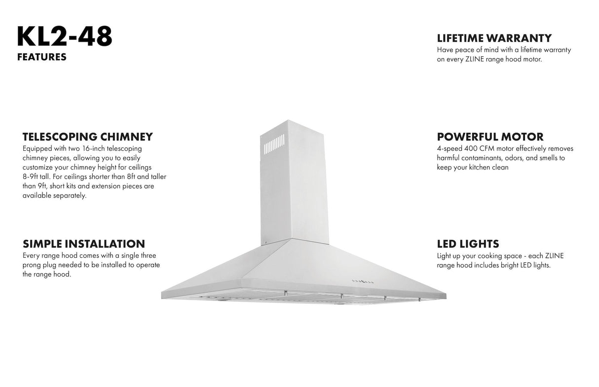 ZLINE 30" Convertible Vent Convertible Vent Wall Mount Range Hood in Stainless Steel (KL2-30)