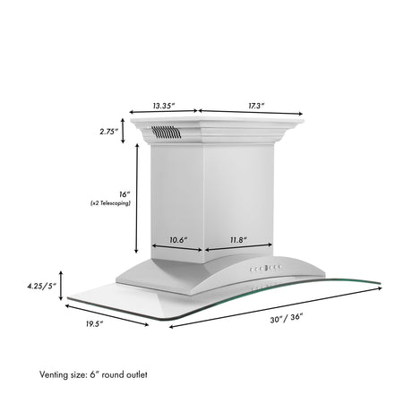 ZLINE 36" CrownSound Ducted Vent Wall Mount Range Hood in Stainless Steel with Built-in Bluetooth Speakers (KNCRN-BT-36)