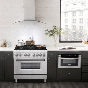 ZLINE 36" 4.6 cu ft Dual Fuel Range with Gas Stove and Electric Oven in Stainless Steel (RA36)