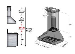 ZLINE 30" Ducted Fingerprint Resistant Stainless Steel Range Hood with Hand-Hammered Copper Shell (8654HH-30)