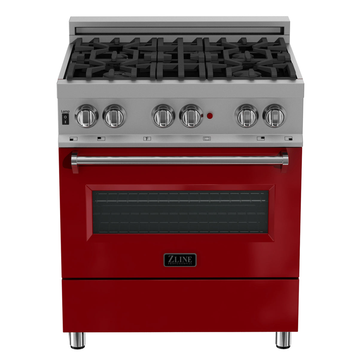 ZLINE 36" 4.6 cu ft Dual Fuel Range with Gas Stove and Electric Oven in Fingerprint Resistant Stainless Steel and Red Gloss Door (RAS-RG-36)