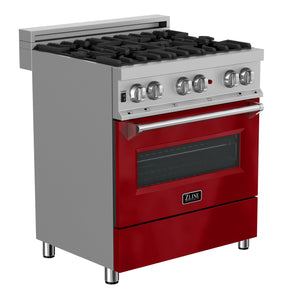 ZLINE 36" 4.6 cu ft Dual Fuel Range with Gas Stove and Electric Oven in Fingerprint Resistant Stainless Steel and Red Gloss Door (RAS-RG-36)