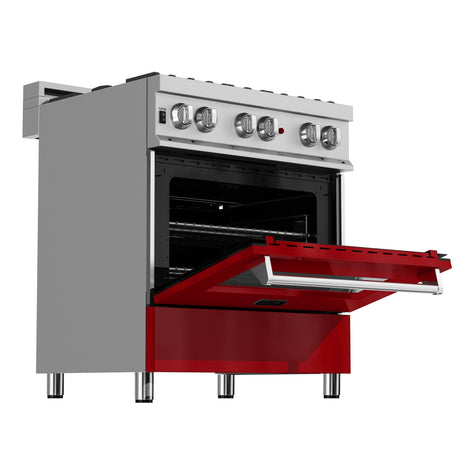 ZLINE 36" 4.6 cu ft Dual Fuel Range with Gas Stove and Electric Oven in Fingerprint Resistant Stainless Steel and Red Gloss Door (RAS-RG-36)