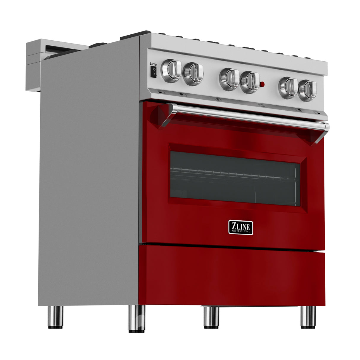 ZLINE 36" 4.6 cu ft Dual Fuel Range with Gas Stove and Electric Oven in Fingerprint Resistant Stainless Steel and Red Gloss Door (RAS-RG-36)