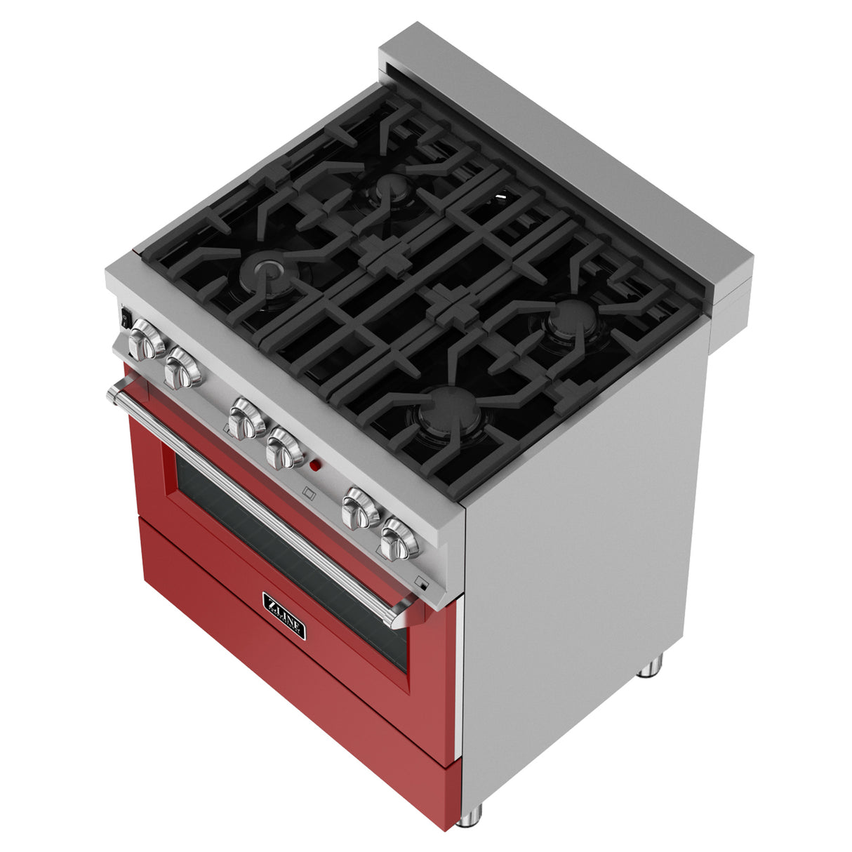 ZLINE 30" 4.0 cu ft Dual Fuel Range with Gas Stove and Electric Oven in Fingerprint Resistant Stainless Steel and Red Matte Door (RAS-RM-30)