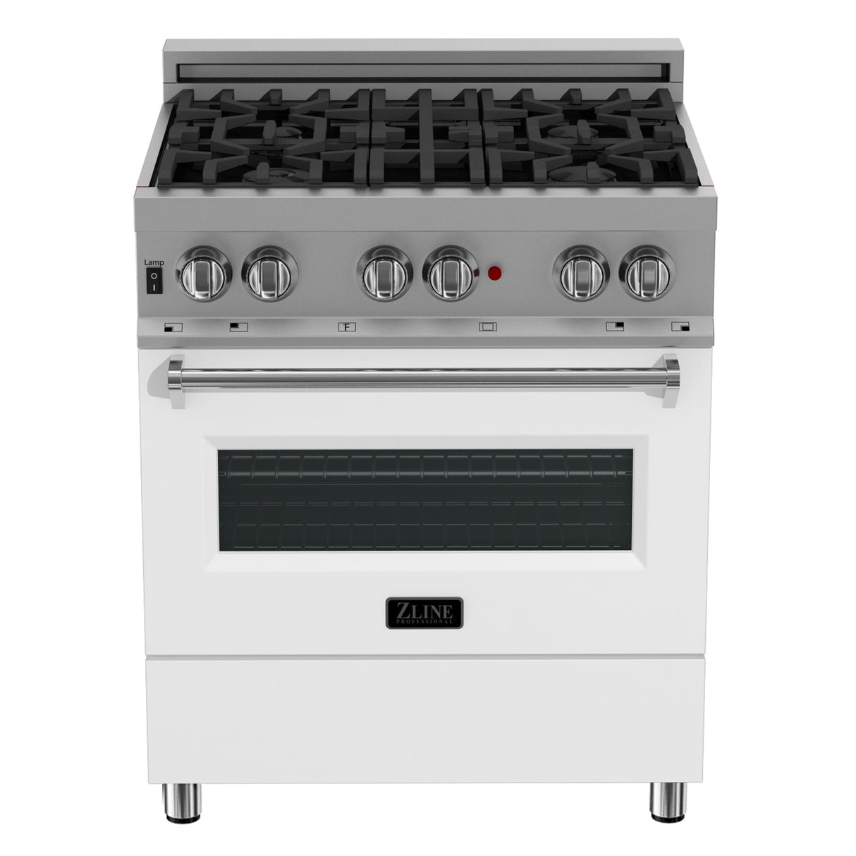 ZLINE 30" 4.0 cu ft Dual Fuel Range with Gas Stove and Electric Oven in Fingerprint Resistant Stainless Steel and White Matte Door (RAS-WM-30)