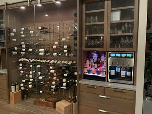 Napa Technology WineStation Pristine Plus Dual Zone Wine Dispenser MX4-H3D LifeStyle Wood Cabinet Wine Room Right Angle