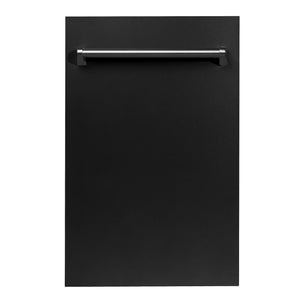 ZLINE 18" Compact Black Matte Top Control Built-In Dishwasher with Stainless Steel Tub and Traditional Style Handle, 52dBa (DW-BLM-18)