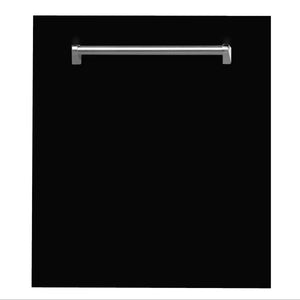 ZLINE 24" Black Matte Top Control Built-In Dishwasher with Stainless Steel Tub and Traditional Style Handle, 52dBa (DW-BLM-24)