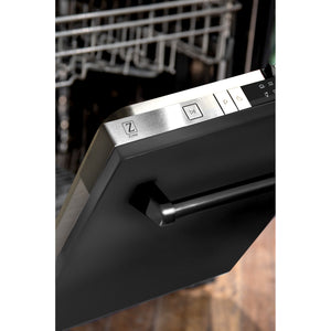 ZLINE 24" Black Stainless Top Control Built-In Dishwasher with Stainless Steel Tub and Traditional Style Handle, 52dBa (DW-BS-24)