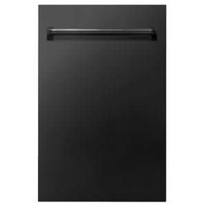 ZLINE 18" Compact Black Stainless Steel Top Control Built-In Dishwasher with Stainless Steel Tub and Traditional Style Handle, 52dBa (DW-BS-18)