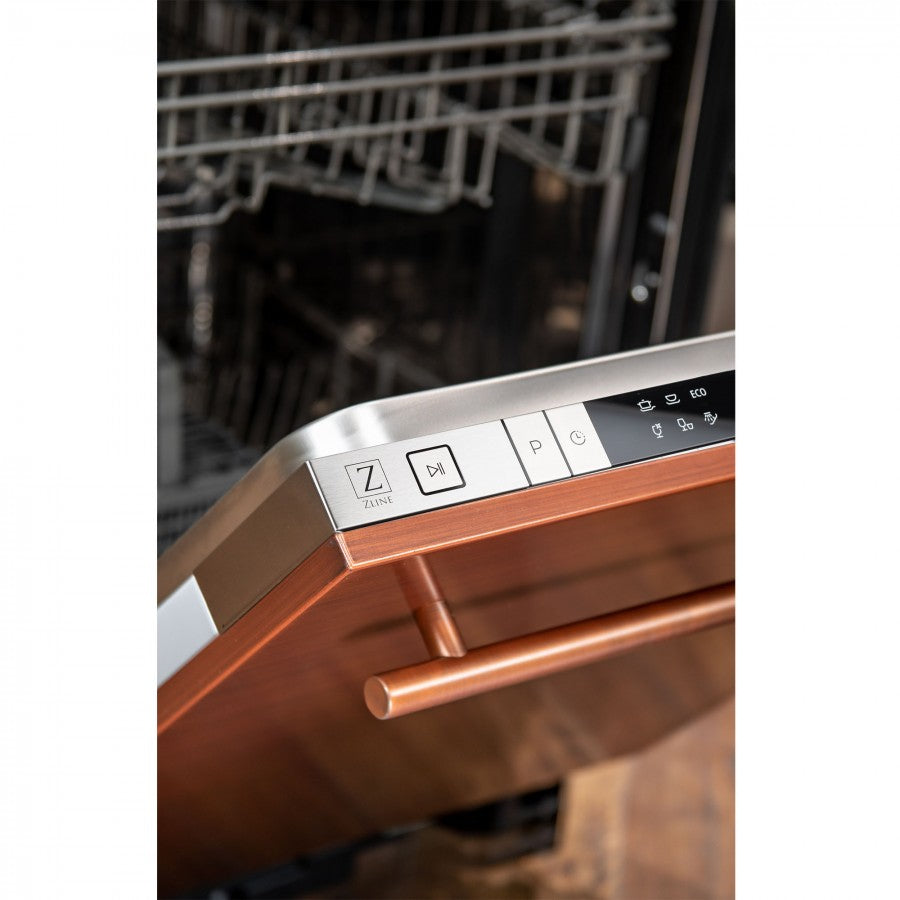 ZLINE 18" Compact Copper Top Control Built-In Dishwasher with Stainless Steel Tub and Modern Style Handle, 52dBa (DW-C-18)