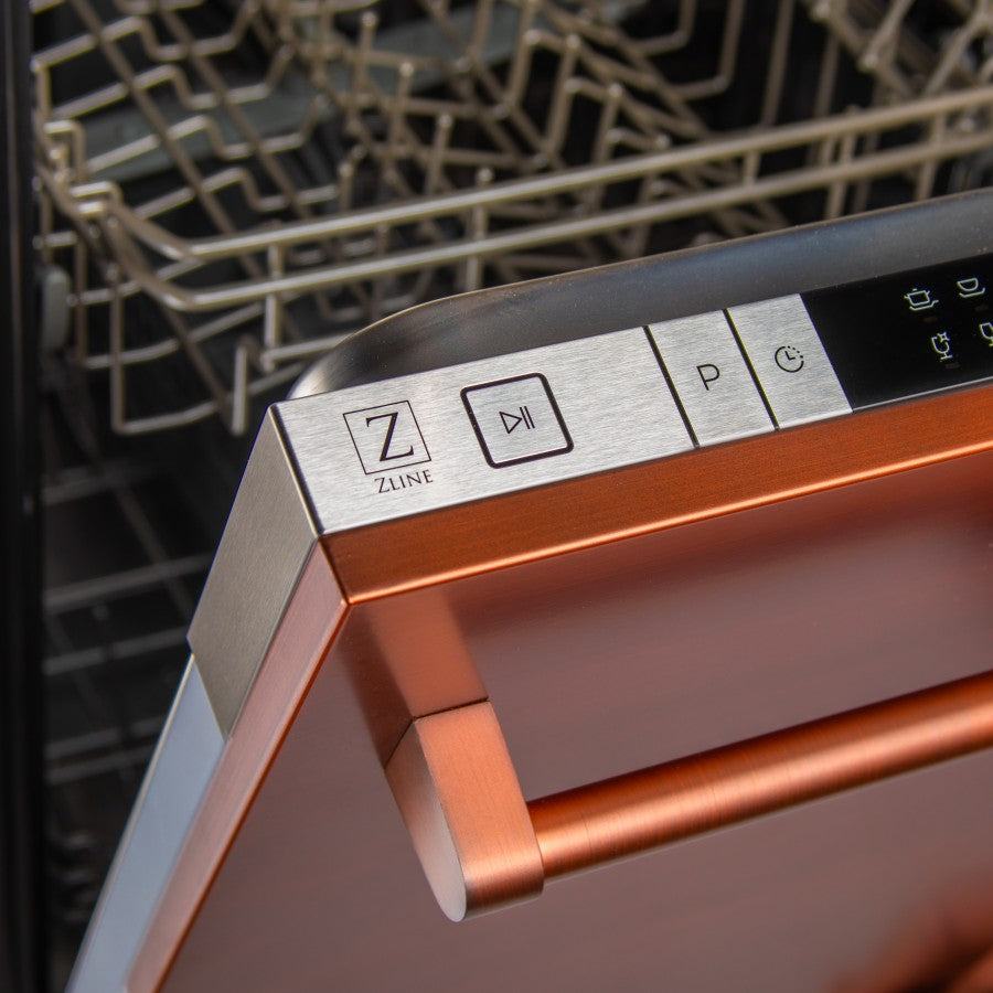 ZLINE 18" Compact Copper Top Control Built-In Dishwasher with Stainless Steel Tub and Traditional Style Handle, 52dBa (DW-C-H-18)