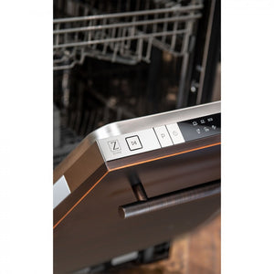 ZLINE 18" Compact Oil-Rubbed Bronze Top Control Built-In Dishwasher with Stainless Steel Tub and Modern Style Handle, 52dBa (DW-ORB-18)