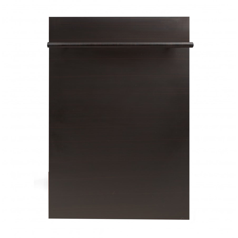 ZLINE 18" Compact Oil-Rubbed Bronze Top Control Built-In Dishwasher with Stainless Steel Tub and Modern Style Handle, 52dBa (DW-ORB-18)