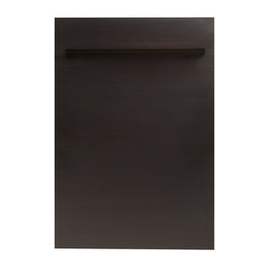 ZLINE 18" Compact Oil-Rubbed Bronze Top Control Built-In Dishwasher with Stainless Steel Tub and Traditional Style Handle, 52dBa (DW-ORB-H-18)