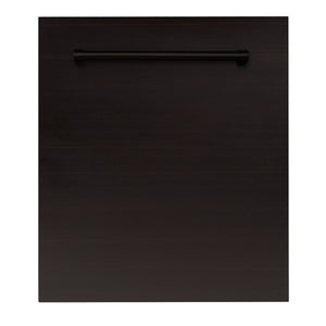 ZLINE 24" Oil-Rubbed Bronze Top Control Built-In Dishwasher with Stainless Steel Tub and Traditional Style Handle, 52dBa (DW-ORB-H-24)