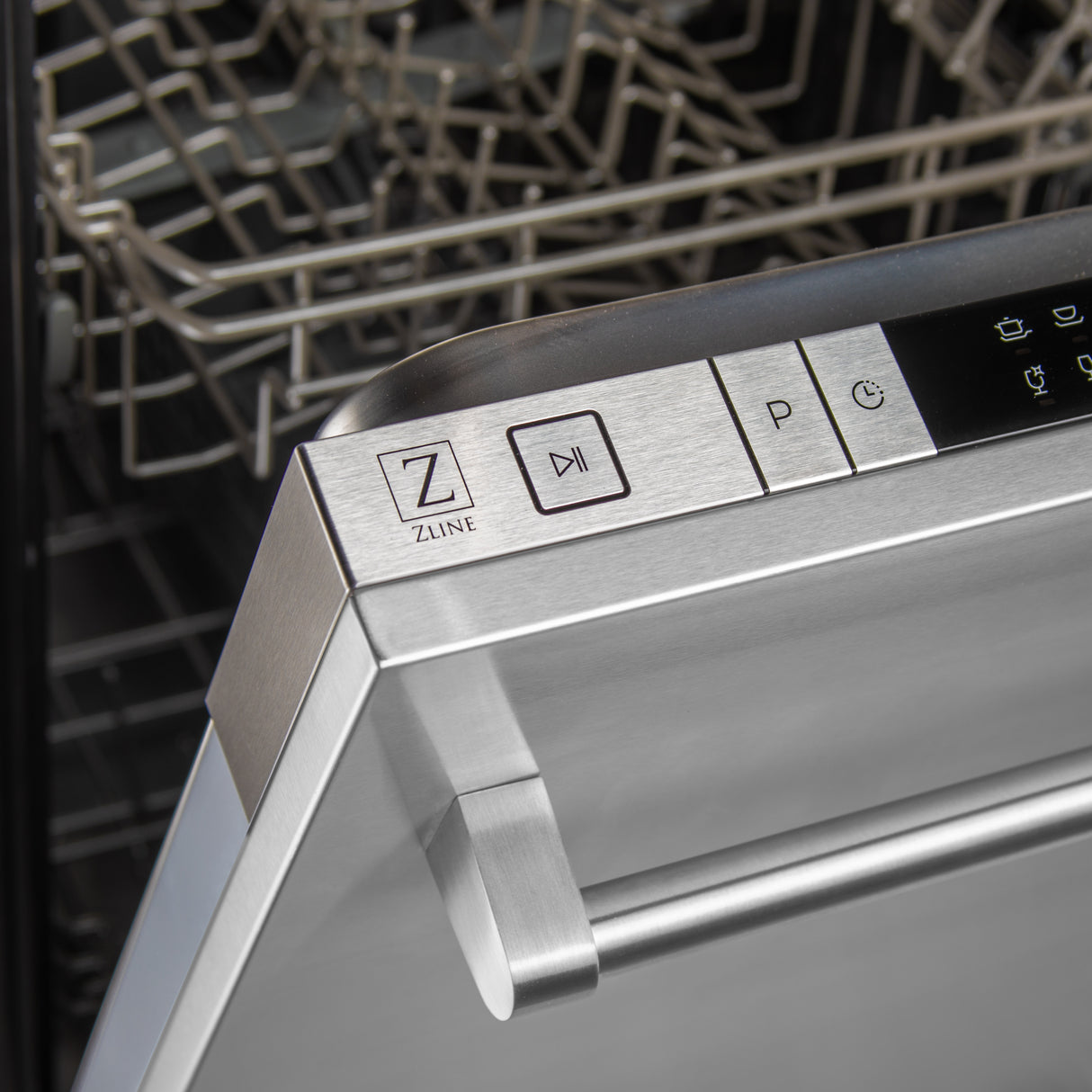 ZLINE 18" Compact Stainless Steel Top Control Built-In Dishwasher with Stainless Steel Tub and Traditional Style Handle, 52dBa (DW-304-H-18)