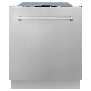 ZLINE 24" Stainless Steel Top Control Built-In Dishwasher with Stainless Steel Tub and Traditional Style Handle, 52dBa (DW-304-H-24)