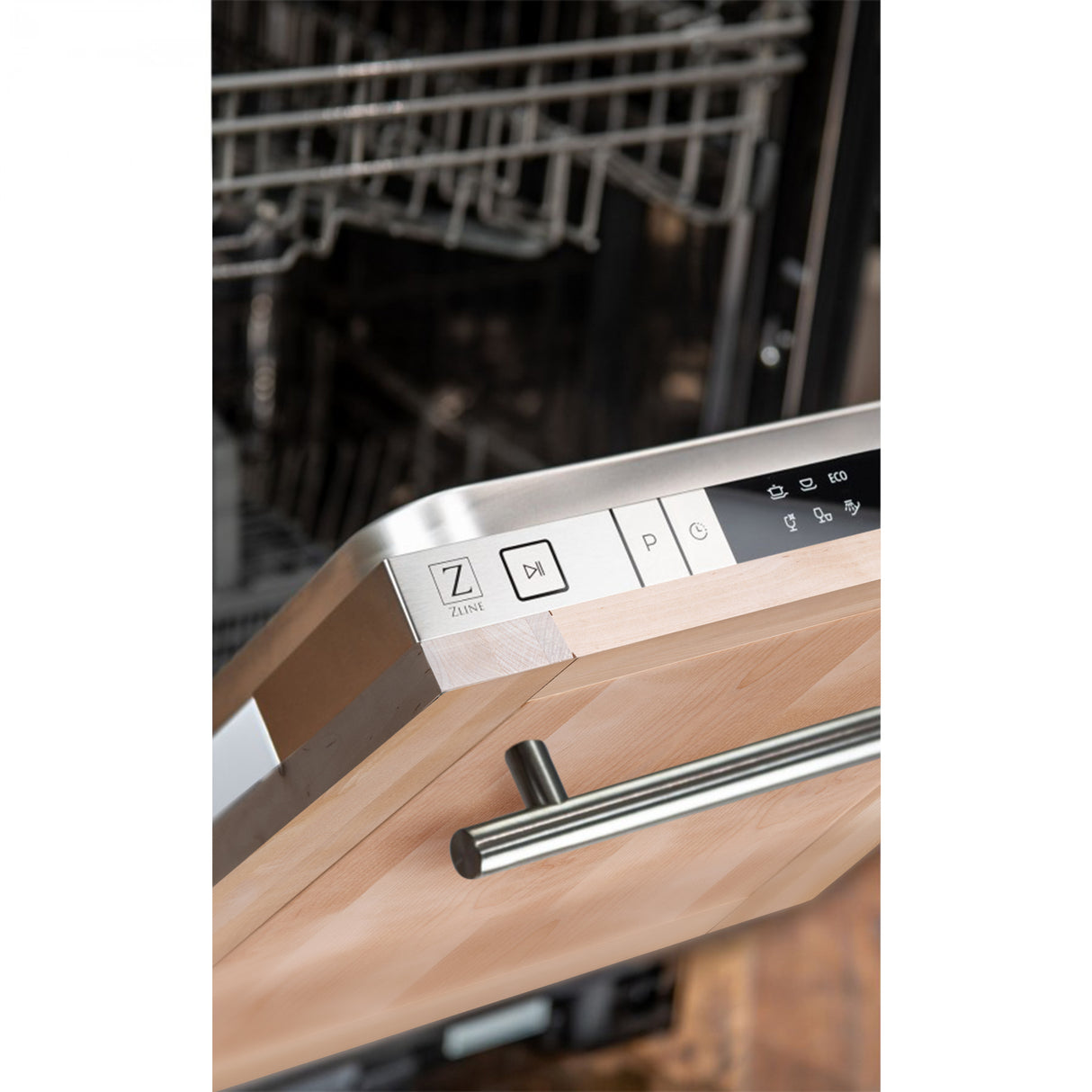 ZLINE 18" Compact Unfinished Top Control Built-In Dishwasher with Stainless Steel Tub and Modern Style Handle, 52dBa (DW-UF-18)