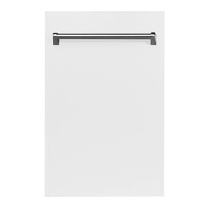 ZLINE 18" Compact White Matte Top Control Built-In Dishwasher with Stainless Steel Tub and Traditional Style Handle, 52dBa (DW-WM-18)