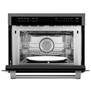 ZLINE 24" 1.6 cu ft. Built-in Convection Microwave Oven in Black Stainless Steel with Speed and Sensor Cooking (MWO-24-BS)