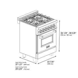 ZLINE Autograph Edition 24" 2.8 cu ft Dual Fuel Range with Gas Stove and Electric Oven in Black Stainless Steel with Champagne Bronze Accents (RABZ-24-CB)