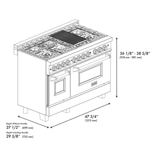 ZLINE Autograph Edition 48" 6.0 cu ft Dual Fuel Range with Gas Stove and Electric Oven in Black Stainless Steel with Champagne Bronze Accents (RABZ-48-CB)