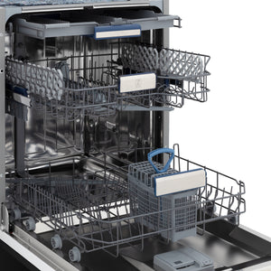 ZLINE Autograph Edition 18" Compact 3rd Rack Top Control Built-In Dishwasher in Black Stainless Steel with Champagne Bronze Handle, 51dBa (DWVZ-BS-18-CB)