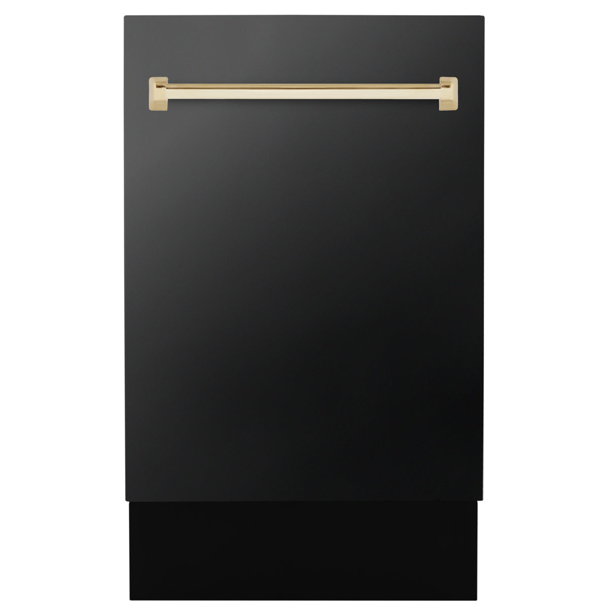 ZLINE Autograph Edition 18" Compact 3rd Rack Top Control Built-In Dishwasher in Black Stainless Steel with Gold Handle, 51dBa (DWVZ-BS-18-G)