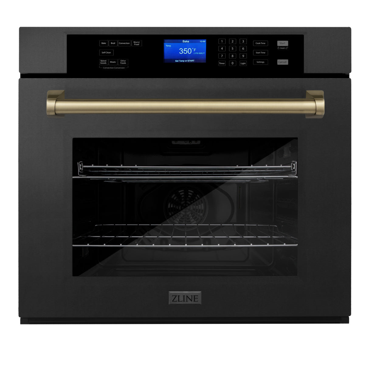 ZLINE 30" Autograph Edition Single Wall Oven with Self Clean and True Convection in Black Stainless Steel and Champagne Bronze (AWSZ-30-BS-CB)