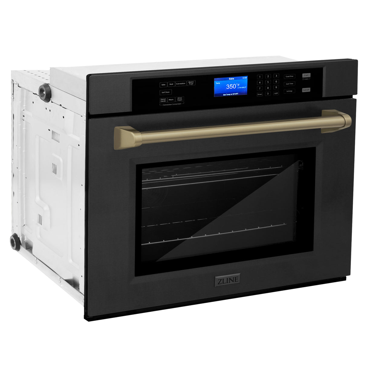 ZLINE 30" Autograph Edition Single Wall Oven with Self Clean and True Convection in Black Stainless Steel and Champagne Bronze (AWSZ-30-BS-CB)