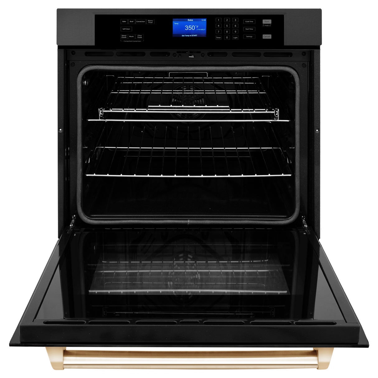 ZLINE 30" Autograph Edition Single Wall Oven with Self Clean and True Convection in Black Stainless Steel and Gold (AWSZ-30-BS-G)