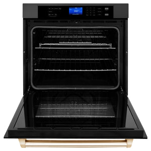 ZLINE 30" Autograph Edition Single Wall Oven with Self Clean and True Convection in Black Stainless Steel and Gold (AWSZ-30-BS-G)