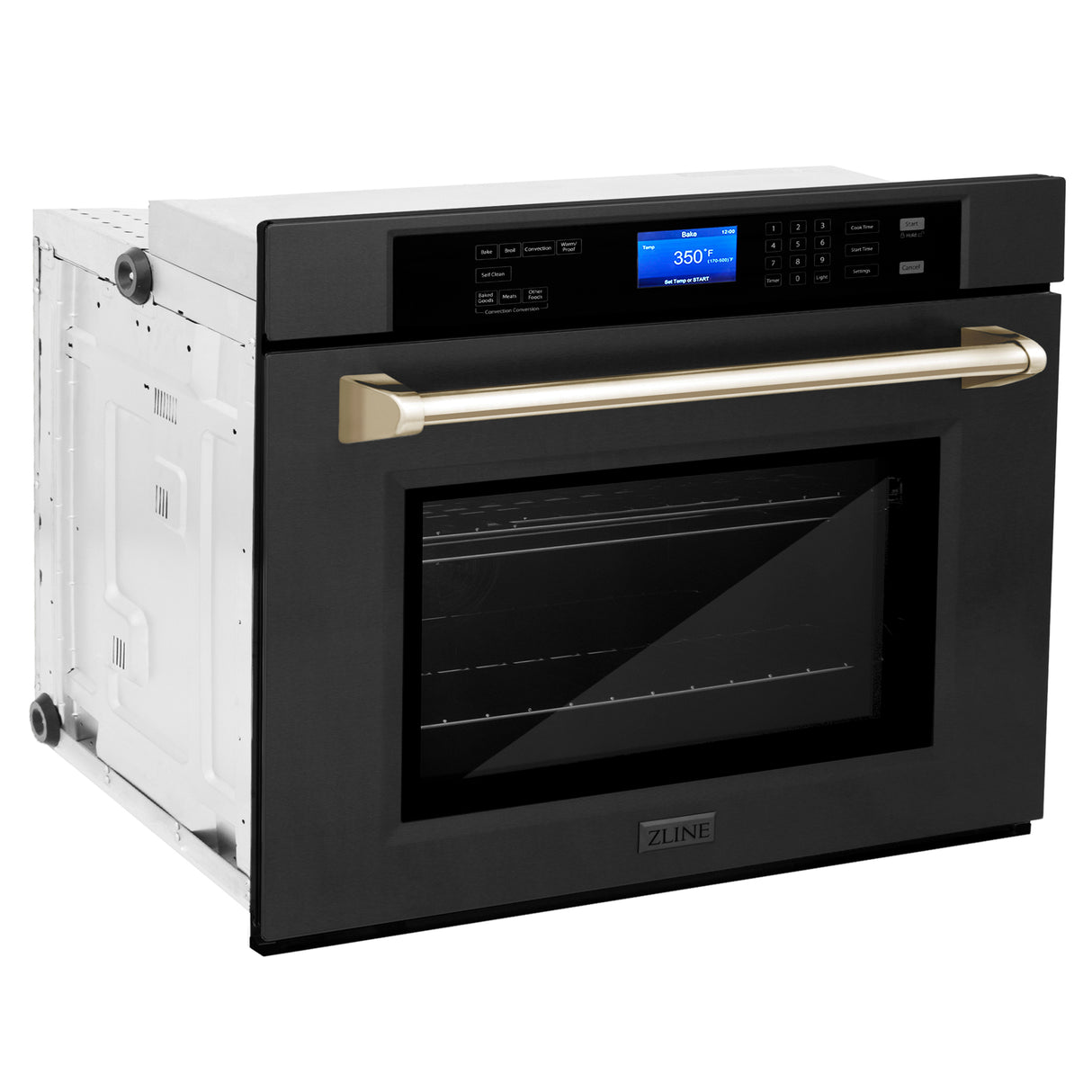 ZLINE 30" Autograph Edition Single Wall Oven with Self Clean and True Convection in Black Stainless Steel and Gold (AWSZ-30-BS-G)