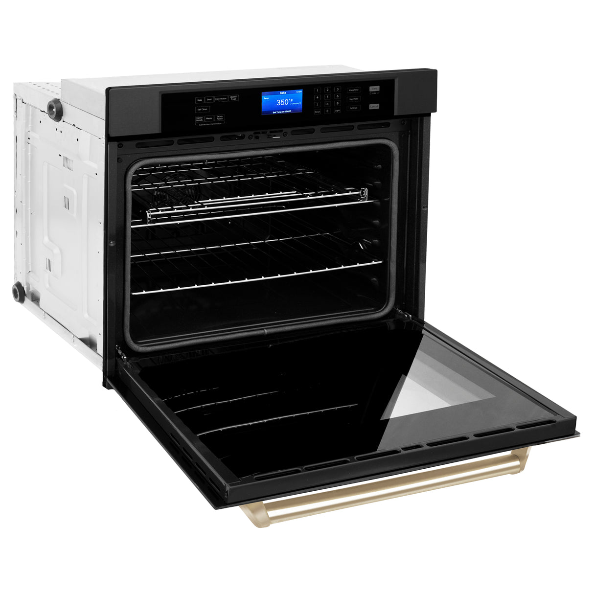 ZLINE 30" Autograph Edition Single Wall Oven with Self Clean and True Convection in Black Stainless Steel and Gold (AWSZ-30-BS-G)