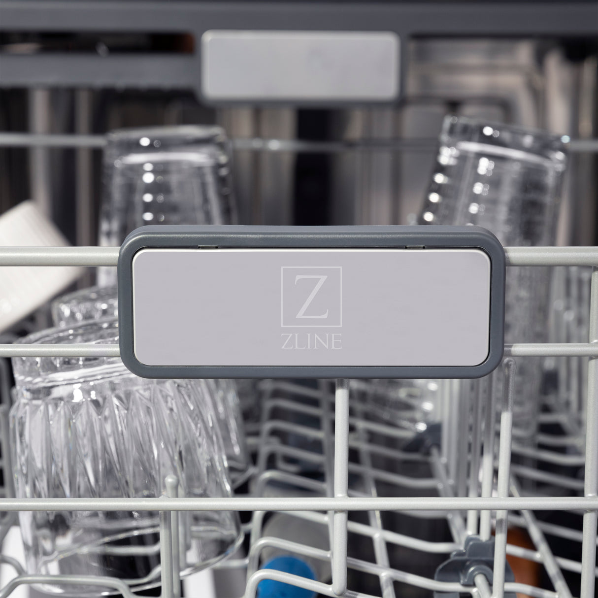 ZLINE Autograph Edition 24" 3rd Rack Top Touch Control Tall Tub Dishwasher in Fingerprint Resistant Stainless Steel with Champagne Bronze Handle, 45dBa (DWMTZ-SN-24-CB)