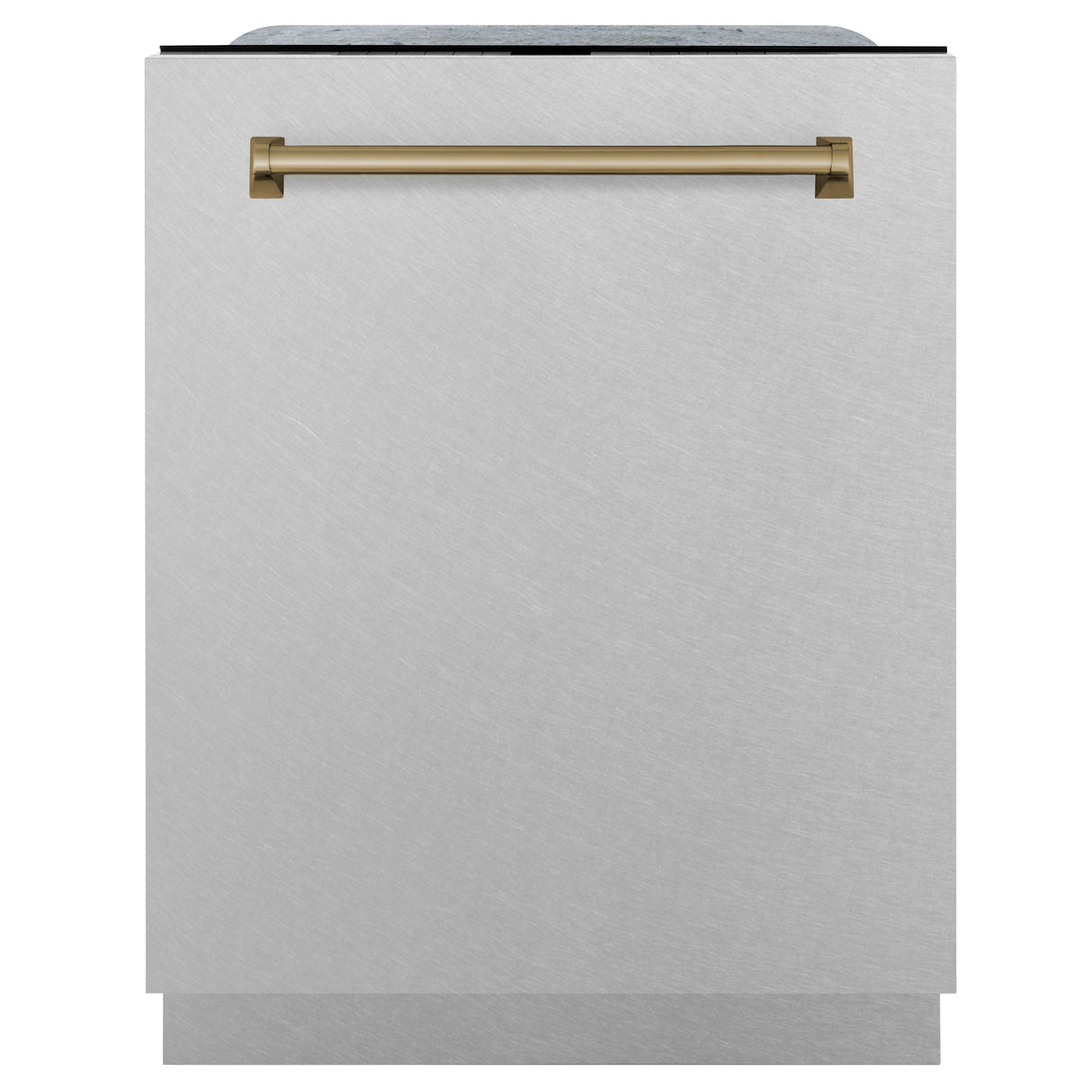 ZLINE Autograph Edition 24" 3rd Rack Top Touch Control Tall Tub Dishwasher in Fingerprint Resistant Stainless Steel with Champagne Bronze Handle, 45dBa (DWMTZ-SN-24-CB)