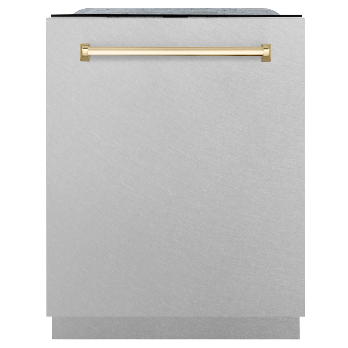 ZLINE Autograph Edition 24" 3rd Rack Top Touch Control Tall Tub Dishwasher in Fingerprint Resistant Stainless Steel with Gold Handle, 45dBa (DWMTZ-SN-24-G)