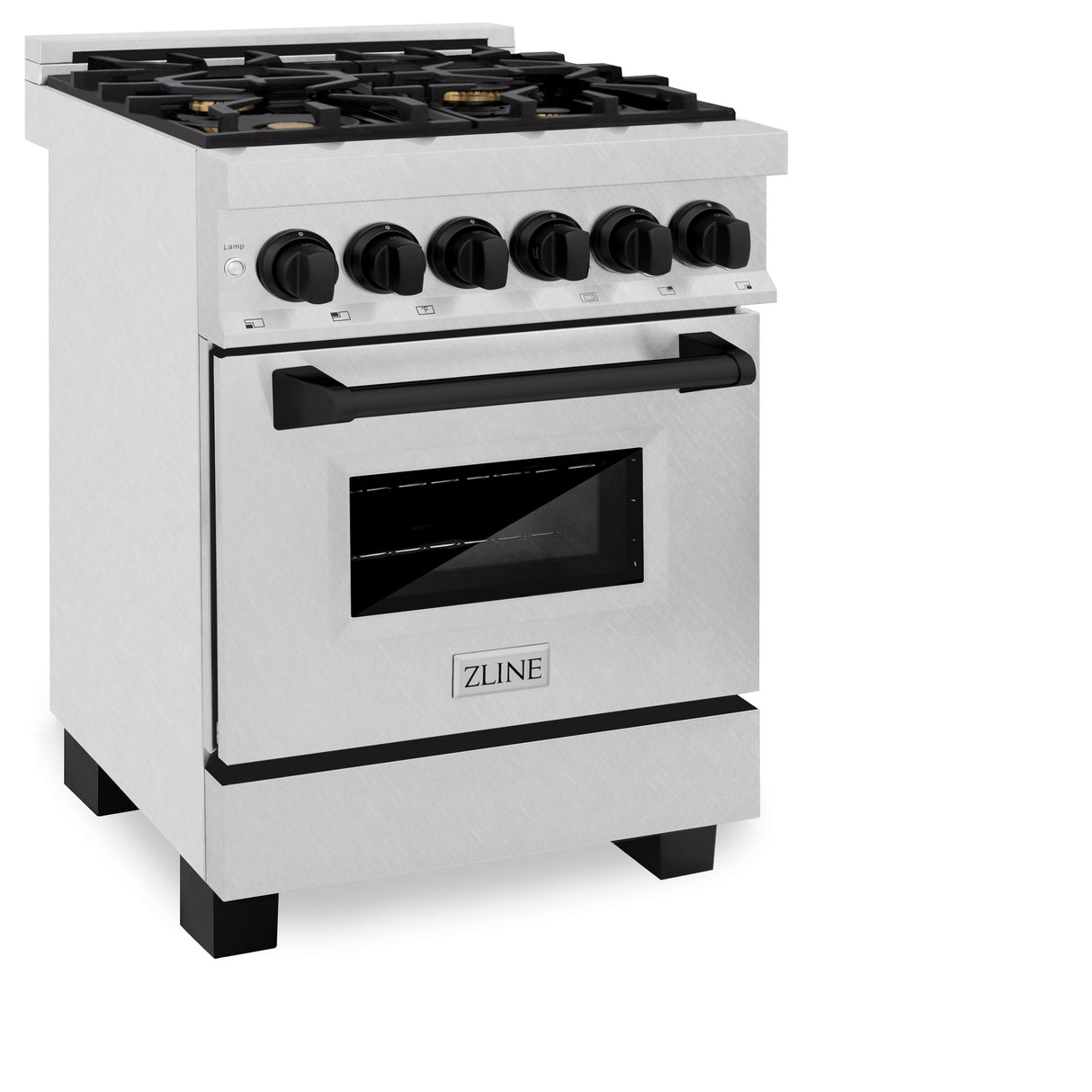 ZLINE Autograph Edition 24" 2.8 cu ft Dual Fuel Range with Gas Stove and Electric Oven in Fingerprint Resistant Stainless Steel with Matte Black Accents (RASZ-SN-24-MB)