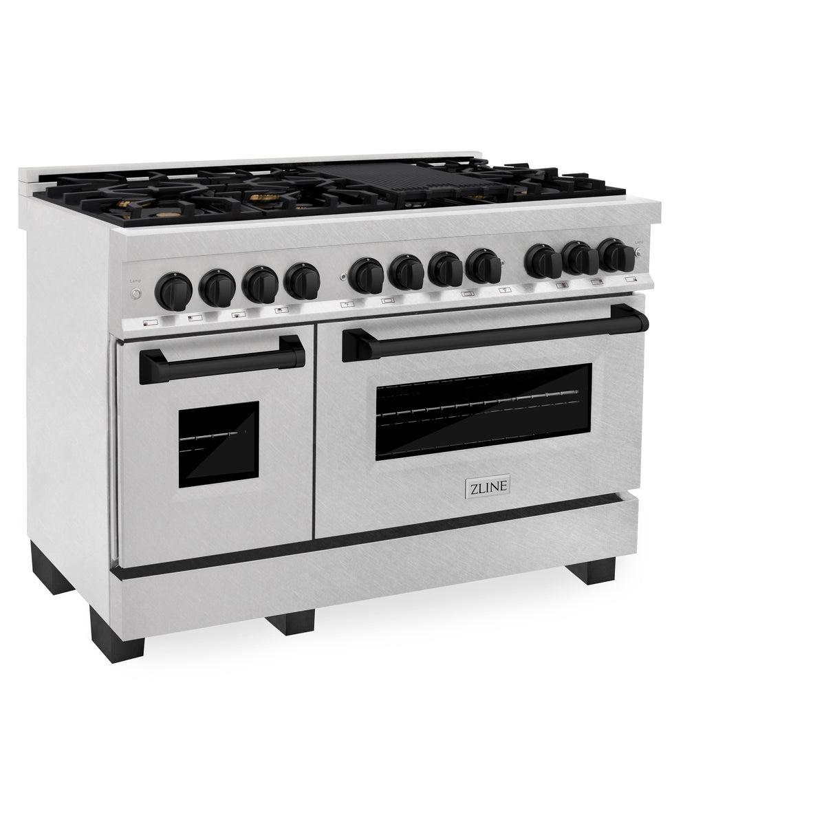 ZLINE Autograph Edition 48" 6.0 cu ft Dual Fuel Range with Gas Stove and Electric Oven in Fingerprint Resistant Stainless Steel with Matte Black Accents (RASZ-SN-48-MB)