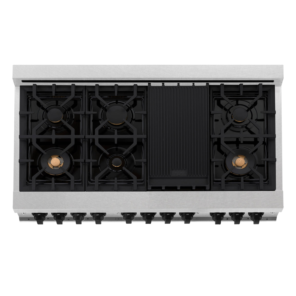 ZLINE Autograph Edition 48" 6.0 cu ft Dual Fuel Range with Gas Stove and Electric Oven in Fingerprint Resistant Stainless Steel with Matte Black Accents (RASZ-SN-48-MB)