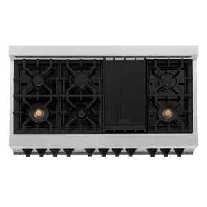 ZLINE Autograph Edition 48" 6.0 cu ft Dual Fuel Range with Gas Stove and Electric Oven in Fingerprint Resistant Stainless Steel with Matte Black Accents (RASZ-SN-48-MB)