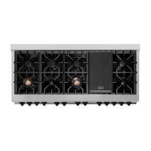 ZLINE Autograph Edition 60" 7.4 cu ft Dual Fuel Range with Gas Stove and Electric Oven in DuraSnow Stainless Steel with Matte Black Accents (RASZ-SN-60-MB)