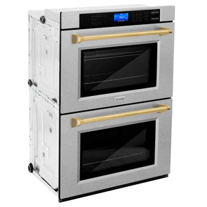 ZLINE 30" Autograph Edition Double Wall Oven with Self Clean and True Convection in Fingerprint Resistant Stainless Steel and Gold (AWDSZ-30-G)