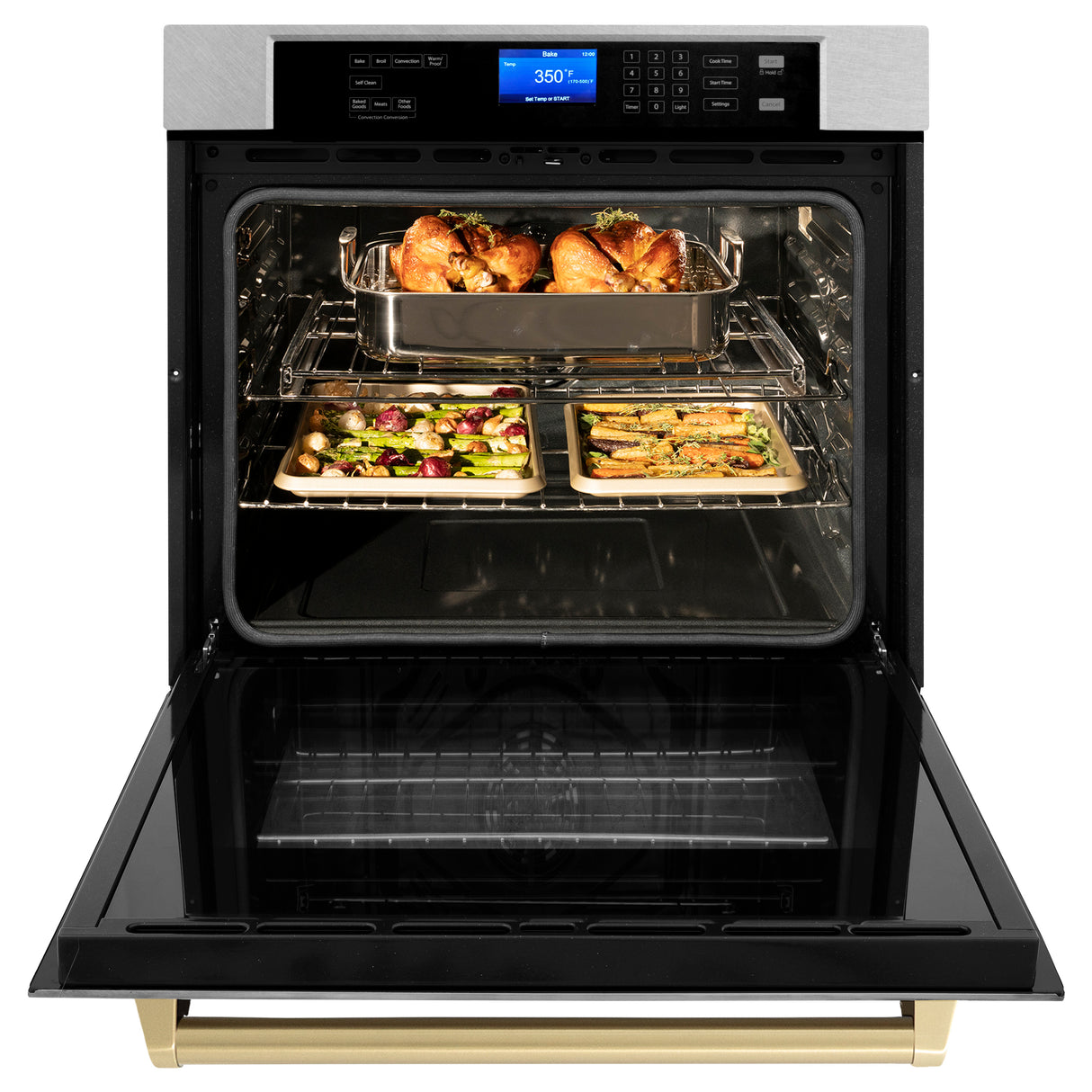 ZLINE 30" Autograph Edition Single Wall Oven with Air Fry and Self Clean in Fingerprint Resistant Stainless Steel and Champagne Bronze (AWSSZ-30-CB) (Copy)