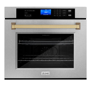 ZLINE 30" Autograph Edition Single Wall Oven with Air Fry and Self Clean in Fingerprint Resistant Stainless Steel and Champagne Bronze (AWSSZ-30-CB) (Copy)